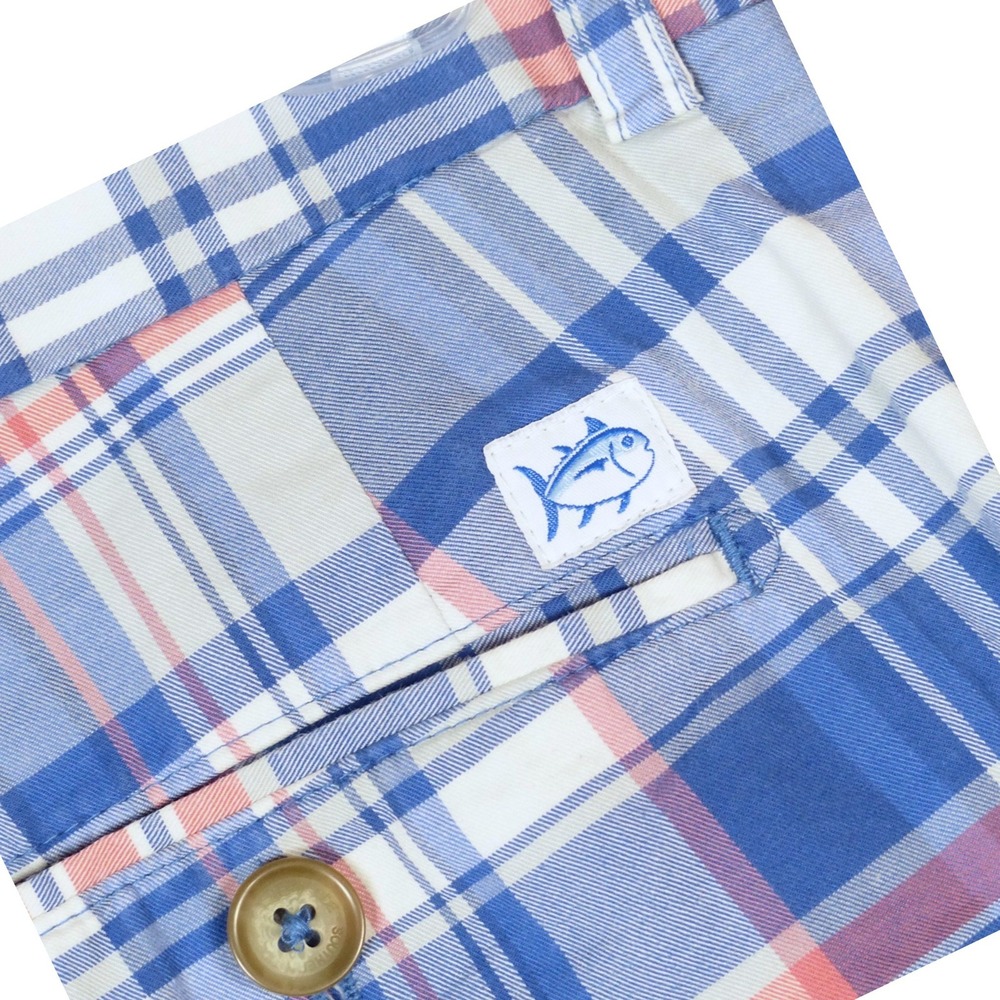 Southern Tide SkipJack Chino Shorts Plaid Stretch Flat Front Mens Size 36 x 8.5"
